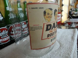 DAD ' S SODA FOUNTAIN SYRUP ROOT BEER PAPER LABEL GALLON JUG CLEAR GLASS CHICAGO, 3
