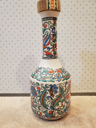 Vintage METAXA Porcelain Bottle Decanter with Floral Design Hand Made in Greece 2