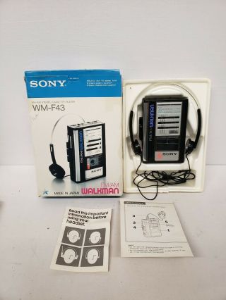 Vtg Sony Walkman Wm - F43 Portable Cassette Player Fm/am Boxed Serviced