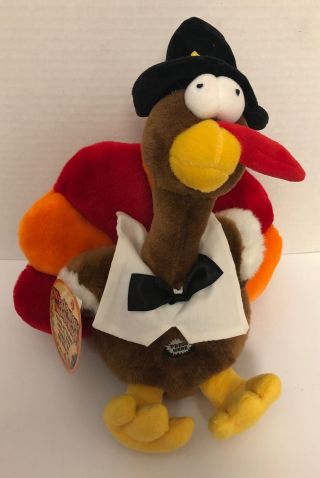 Dandee Turkey In The Straw Singing Shaking Plush Mwt Pilgrim Hat Thanksgiving