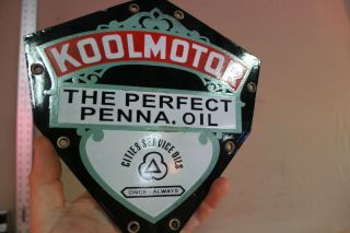 Cities Service Koolmotor Oil Porcelain Sign Gas Oil Car Service Man Farm 66
