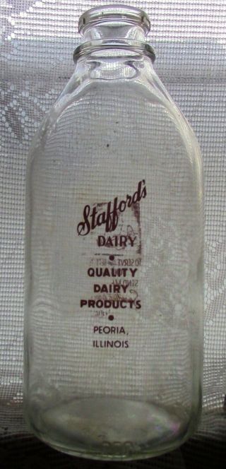 Vintage Glass Milk Bottle: Stafford 
