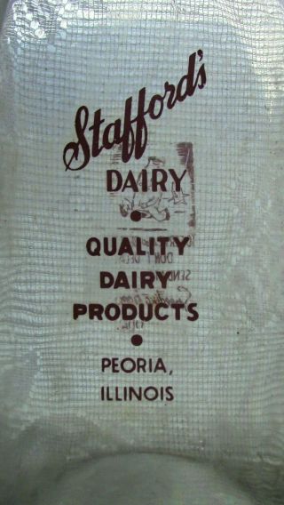 Vintage Glass Milk Bottle: Stafford ' s Dairy Peoria,  Illinois 3