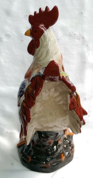 Large Ceramic Rooster Figurine Colorful 14” Tall 3
