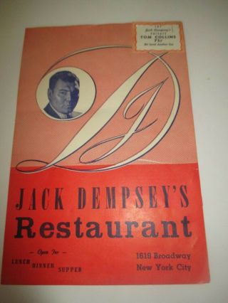 Menu From Jack Dempsey 