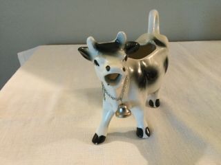 Vintage Holstein Cow with Bell Porcelain Ceramic Creamer 2