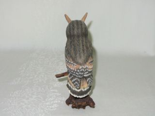 Vintage Carved Wood Horned Owl on Log Branch Bird Figurine Made China 3