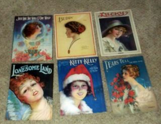 1919 - 1920 6 Diff Pin Up Girl Sheet Music Books By Rolf Armstrong 1