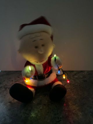Gemmy Animated Peanuts Charlie Brown Music Santa Lighted Light String Christmas