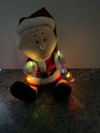 Gemmy Animated Peanuts Charlie Brown Music Santa Lighted Light String Christmas 2