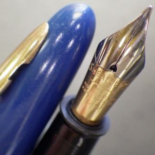 Gt Deep Blue Sheaffer Tuckaway 875 Vac - Fil Fountain Pen Blind Cap 14k Gold M Nib