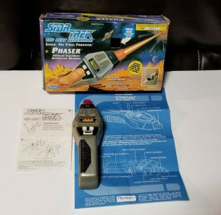 1992 Playmates Star Trek The Next Generation Space Phaser With Paperwork And Box