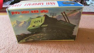 Battery Operated Tin Toy Anti - Aircraft Tank Boxed
