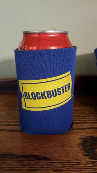 FOUR Vintage BLOCKBUSTER VIDEO Beer/Soda Can Koozie 1990 ' s Retro Relic VHS NOS 2