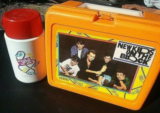 Kids On The Block Thermos Lunchbox Orange Plastic 1990 Nkotb Backstreet Boys