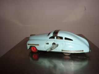 Vintage Schuco Fex 1111 Blue Wind - Up Race Car With Key