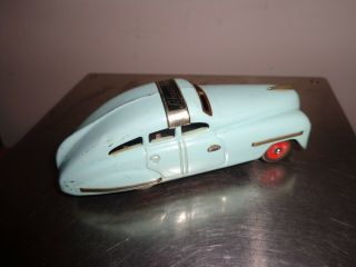 VINTAGE SCHUCO FEX 1111 BLUE WIND - UP RACE CAR WITH KEY 3