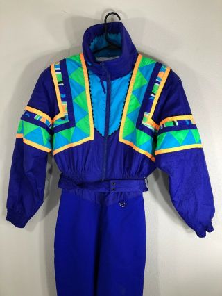 Vtg Obermeyer Snow Suit Neon 80s 90s Winter Women’s 10 Ski Jacket Coat Pants