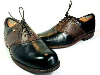 Footjoy Classics Mens Black Brown Saddle Golf Shoes 12 C 51243 Vintage