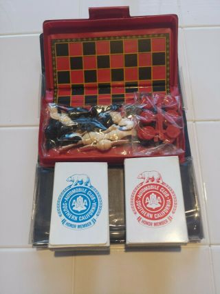 Nos Vintage Aaa Southern California Automobile Club Playing Cards Checkers Chess