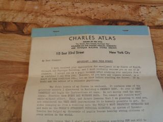 VINTAGE 1950 ' s Health and Strength by CHARLES ATLAS Lesson 1 (saQ) 2