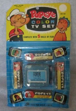 Popeye Color Tv Set Lido Toy With 5 Rolls Of Film Vintage 1950s In Pack