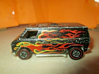 Vintage Hot Wheels Redlines Black Van With Flames 1:64 Diecast