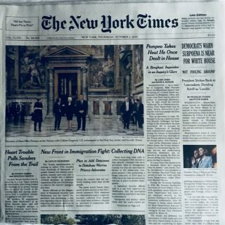 Oct 3,  2019 Ny Times Trump•impeachment•sanders•pompeo•schiff•dna•vaping