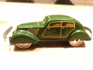 DISTLER GERMANY TIN WIND UP TOY CAR FORWARD AND REVERSE GEAR 1930 WITH KEY 3