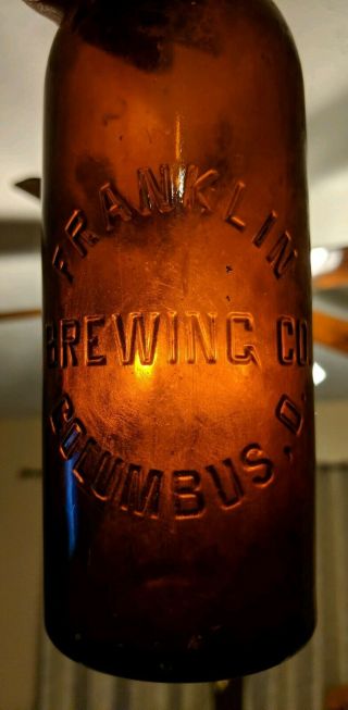 Scarce Amber Franklin Brewing Co Blob Top Beer Bottle Columbus Ohio
