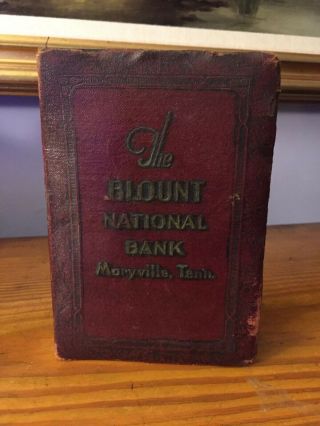 Antique Leatherette Blount National Bank Book Bank Maryville Tenn Circa 1920’s