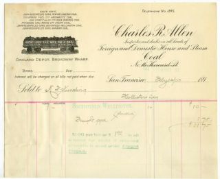 1890s San Francisco California Charles R Allen House & Steam Coal Letterhead