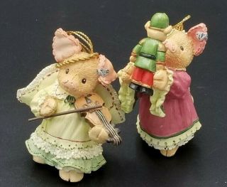 Enesco This Little Piggie Ornaments = Angel Playing Violin,  Tlp With Nutcracker
