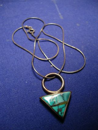 Grandmas Native American Turquoise Sterling Silver Necklace