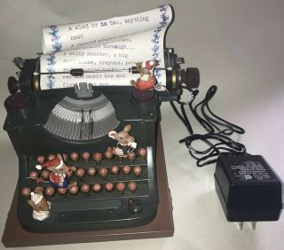 Enesco Animated Small World Music Box Mice Typewriter Jolly Old St Nicholas