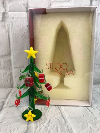 Studio Nova Joyeux Noel Mini Glass Christmas Tree With Ornaments Collectible