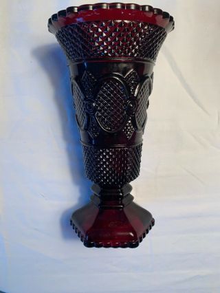 Vintage Avon 1876 Cape Cod Ruby Red Glass 8 - Inch Flower Vase