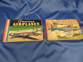 2 Vintage Books American Airplanes & War Planes Of All Nations John B Walker Art