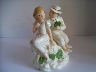 Musical Lefton St.  Patrick Irish Girl & Boy Figurine