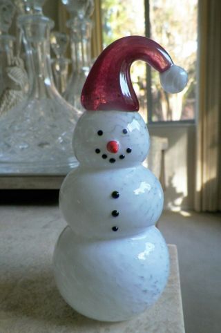Thames Or Murano Art Glass Christmas Snowman Figure Figurine