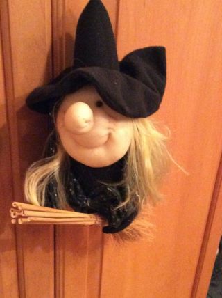 Vintage Good Luck Hanging Kitchen Witch With Broom