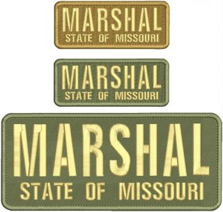 Marshal State Missouri Emb Patch 4x10 And 2x5 Hook On Back Ranger/tan