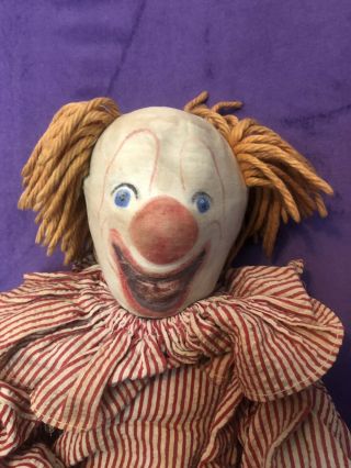 Vintage Bozo The Clown Plush Doll With Cloth Face Head 1950s