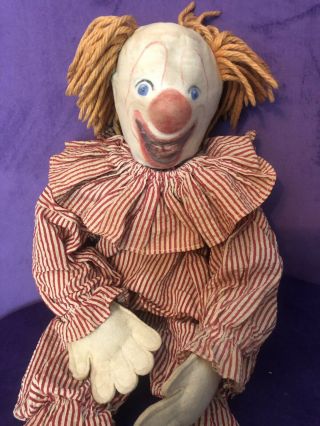 VINTAGE BOZO THE CLOWN PLUSH DOLL WITH Cloth Face HEAD 1950s 2