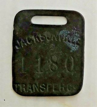 C1900 Baggage Tag - Jacksonville Transfer Co.  Jax,  Fla.