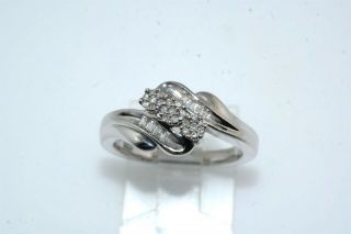 Jwbr Baguette & Round Diamond Sterling Silver Ring Jane Seymour Sz 6.  5
