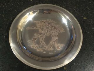 Franklin Norman Rockwell 1970 Sterling Silver Plate Bringing Home The Tree