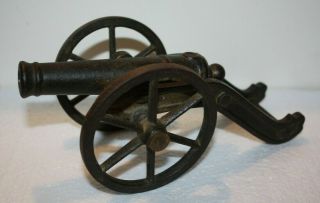 Vintage Toy Civil War Type 8 Inch Cast Metal Cannon With 5 1/2” Barrel