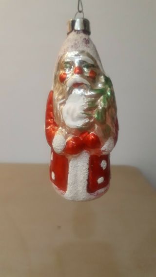 Unusual Antique Vintage German Glass Figural.  Santa With Polka Dots.