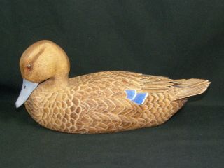 1984 Signed Mallard Carved Wood Duck Decoy Bill Stimpson Elkhart In